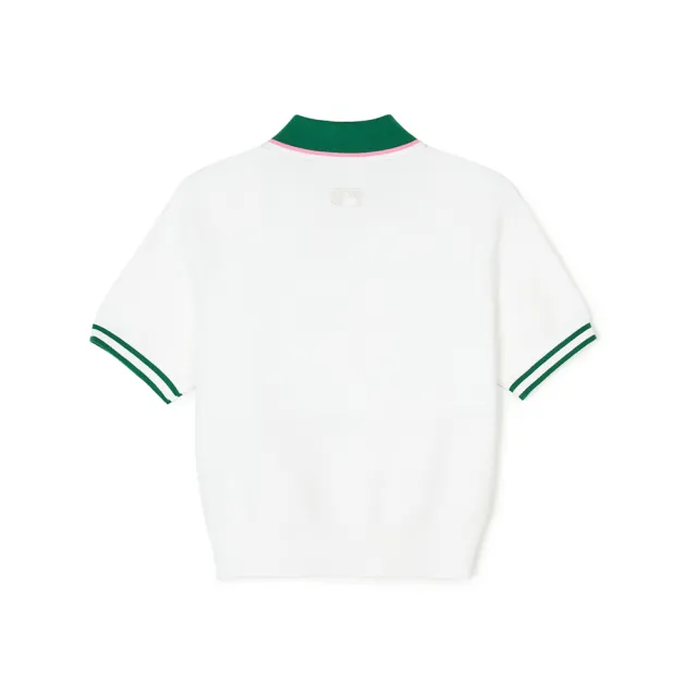 【MLB】女版短版半拉鍊 POLO衫 Varsity系列 紐約洋基隊(3FKPV0543-50IVS)
