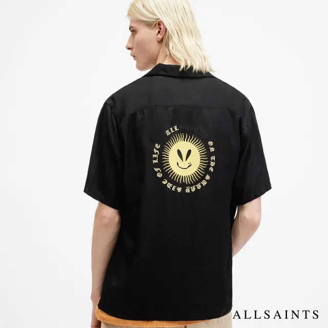 【ALLSAINTS】SUNSMIRK 人造絲笑臉刺繡夏威夷花襯衫 M043SA(舒適版型)