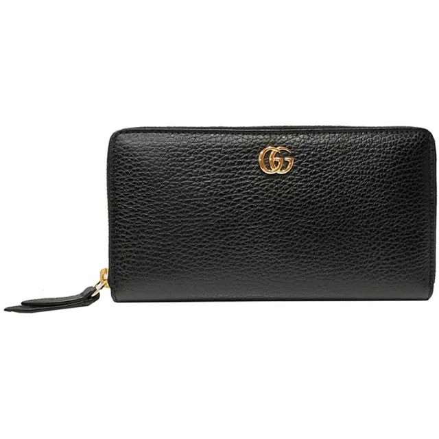 【GUCCI 古馳】456117 經典Petite Marmont 皮革拼接帆布拉鍊長夾(顏色任選)