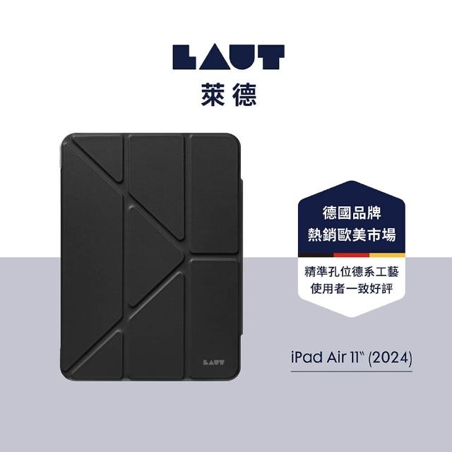 【LAUT 萊德】iPad Air 11/10.9/Pro 11（2022）透明背板多角度保護殼-黑(平板殼)