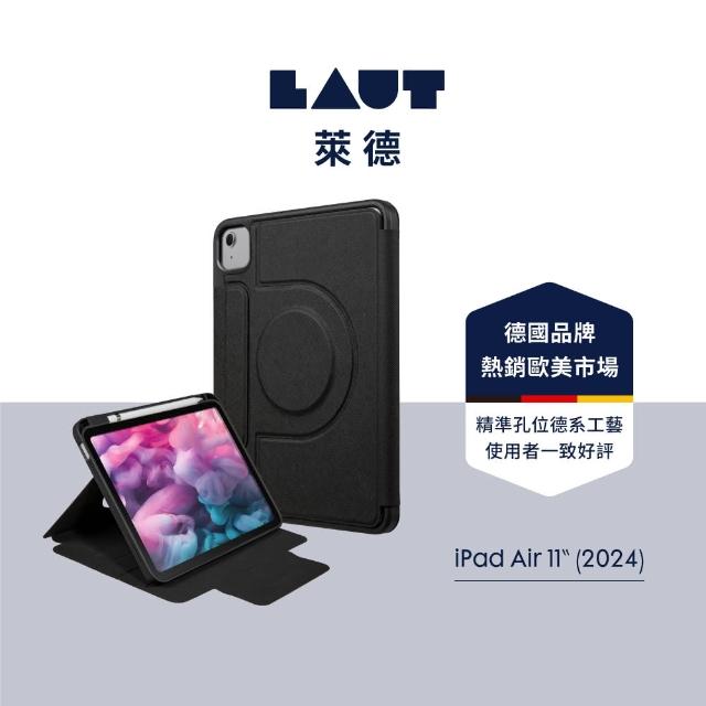 【LAUT 萊德】iPad Air 11/10.9/Pro 11（2022）透明背板360可拆式多功能保護殼-黑(平板殼)