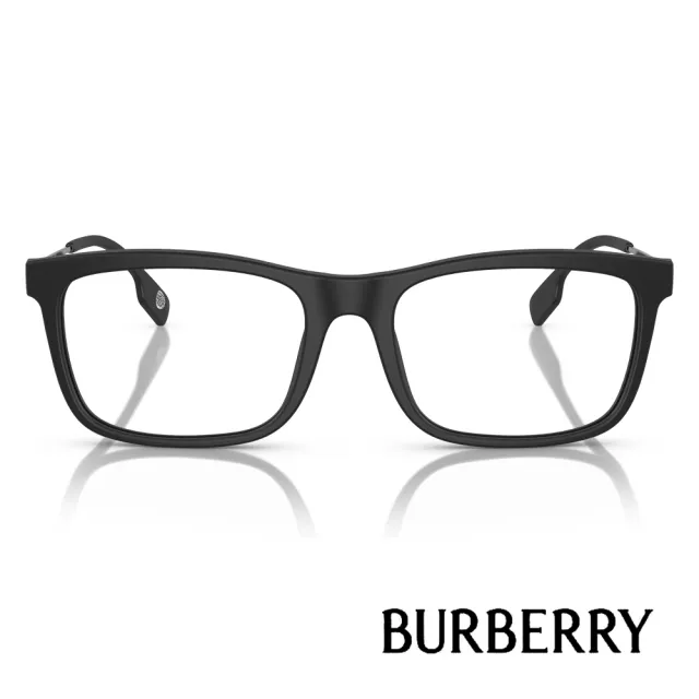 【BURBERRY 巴寶莉】方框光學眼鏡(霧黑 黑#B2384F 3464-55mm)