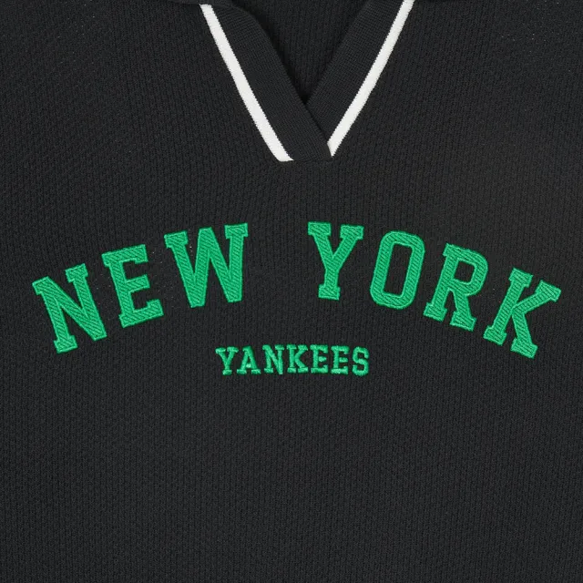 【MLB】女版翻領針織毛衣 Varsity系列 紐約洋基隊(3FKPV0141-50BKS)