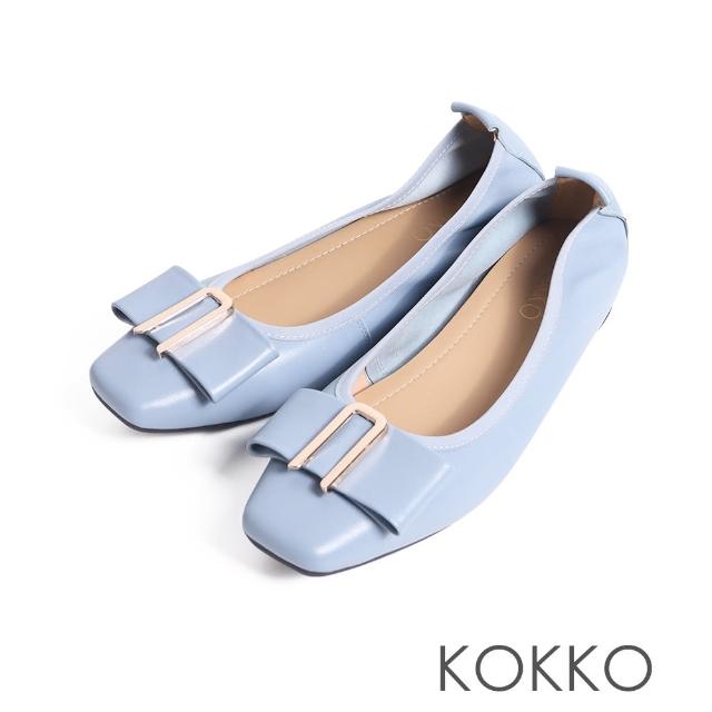 【KOKKO】隨妳彎氣質柔軟平底包鞋(深藍色)