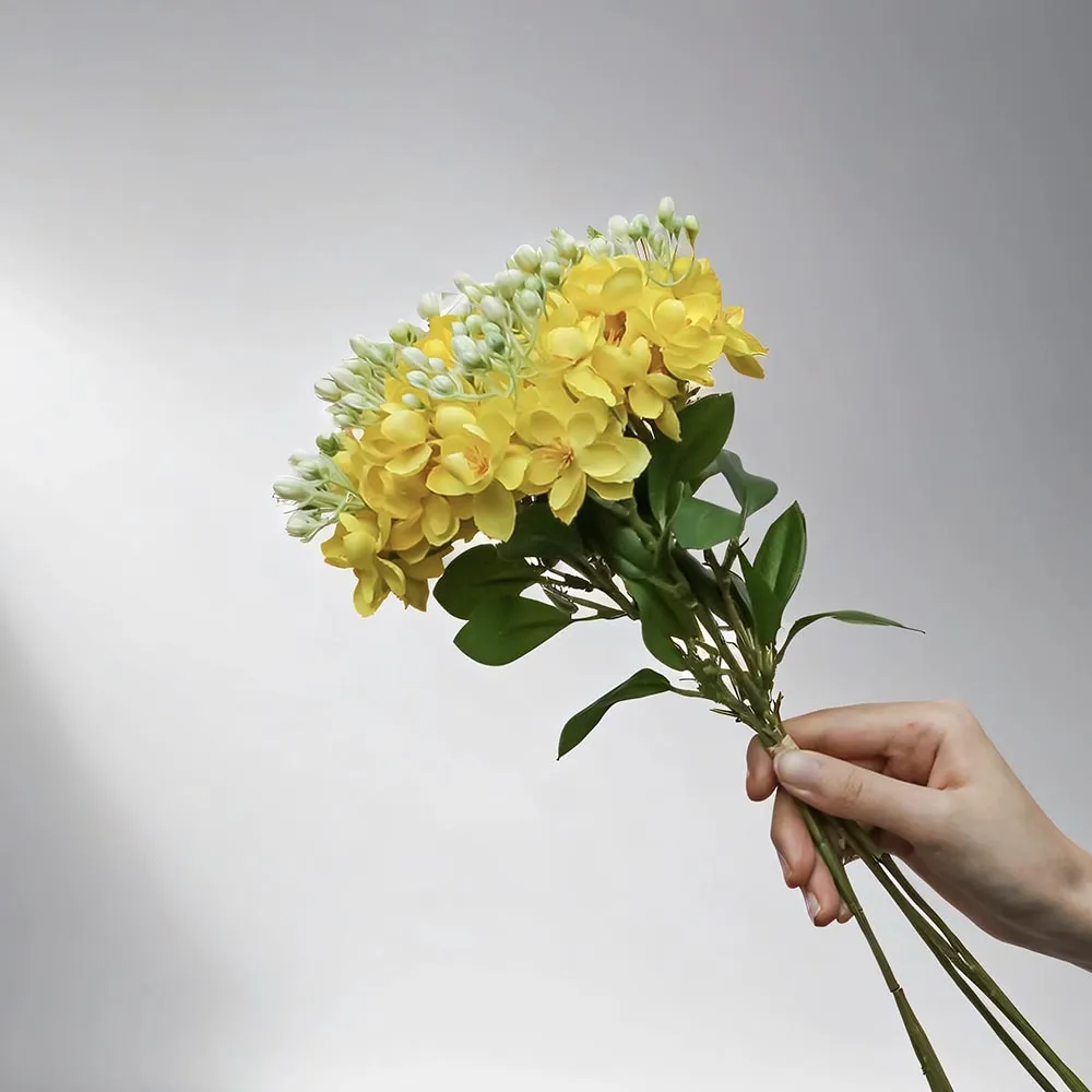 【Floral M】夏日經典茉莉花檸檬黃仿真花花材（1入/組）(人造花/塑膠花/假花/裝飾花)