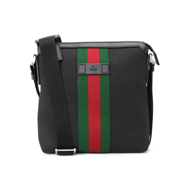 【GUCCI 古馳】經典LOGO系列織帶帆布尼龍郵差包/斜背包(款式任選)