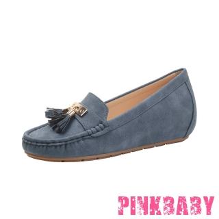 【PINKBABY】內增高樂福鞋/經典小流蘇吊墜內增高設計復古樂福鞋(藍)