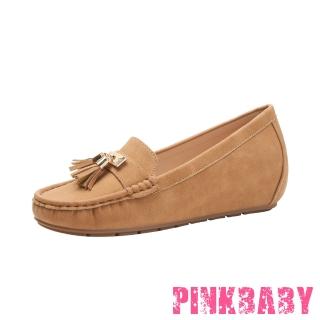 【PINKBABY】內增高樂福鞋/經典小流蘇吊墜內增高設計復古樂福鞋(棕)