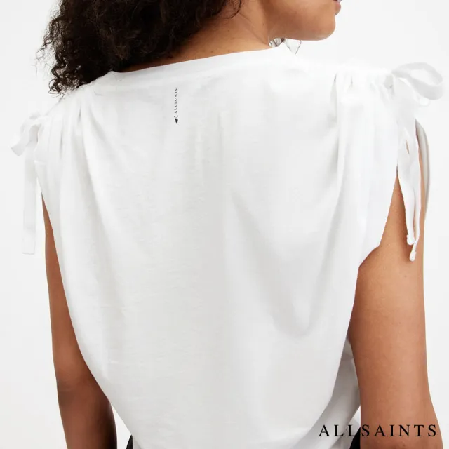 【ALLSAINTS】CASSIE 純棉舒適綁帶短袖T恤-白 W157JA(舒適版型)