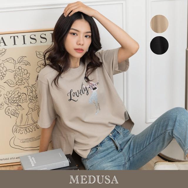 【MEDUSA 曼度莎】現貨-ICare Lovely 女人超寬版剪裁T恤 - 2色（F）｜女休閒上衣 長版上衣(306-61201)