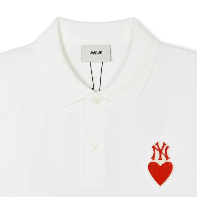【MLB】抗UV防曬短袖Polo衫 Heart系列 紐約洋基隊(3APQH0143-50IVS)