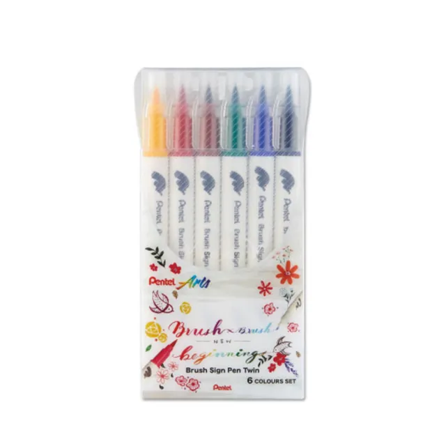 【Pentel 飛龍】水性雙頭柔繪筆6色組SESW30C-06