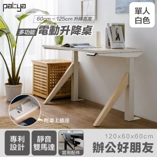 【Patya 打鐵仔】辦公好朋友-單人桌-蘋果木+白(辦公桌、電動升降桌、電腦桌、主管桌)