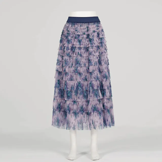 【MOMA】丁香紫壓褶紗裙(紫色)