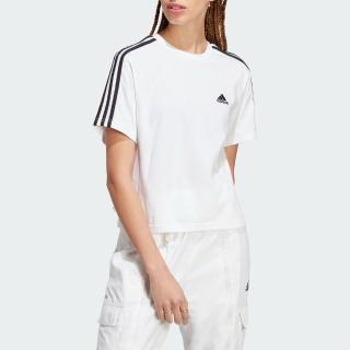 【adidas 愛迪達】上衣 女款 短袖上衣 運動 W 3S CR TOP 白 HR4915