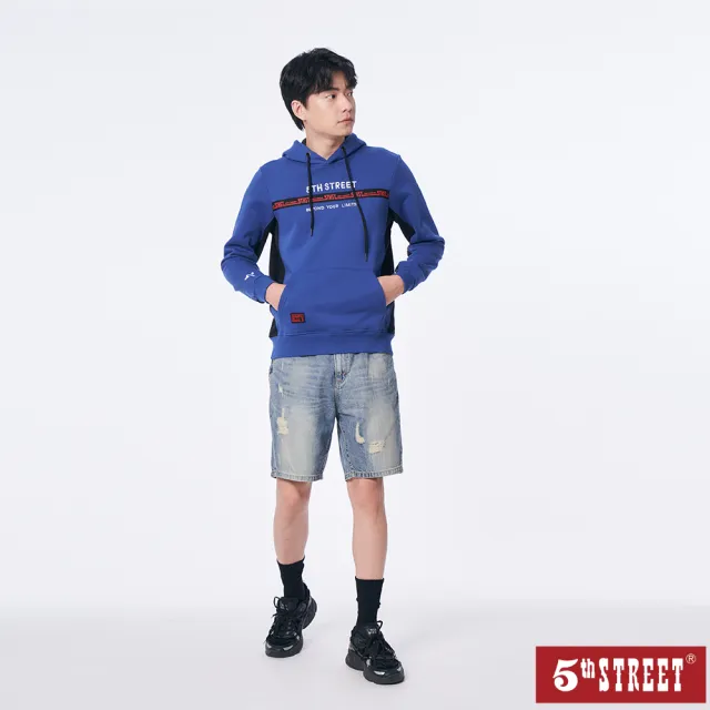 【5th STREET】男裝復古美式短褲-拔洗藍(山形系列)