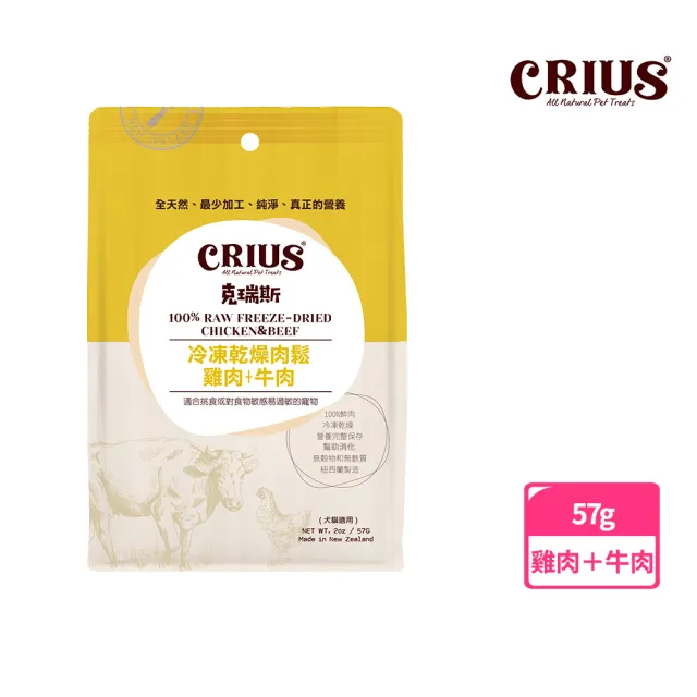 【CRIUS 克瑞斯】天然紐西蘭寵物肉鬆-七種可選