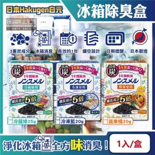 【日本Hakugen白元】長效約1年備長炭活性炭5倍冰箱除臭盒1入/盒(冷藏凍庫室防潮除濕劑消臭去淨味劑竹炭)