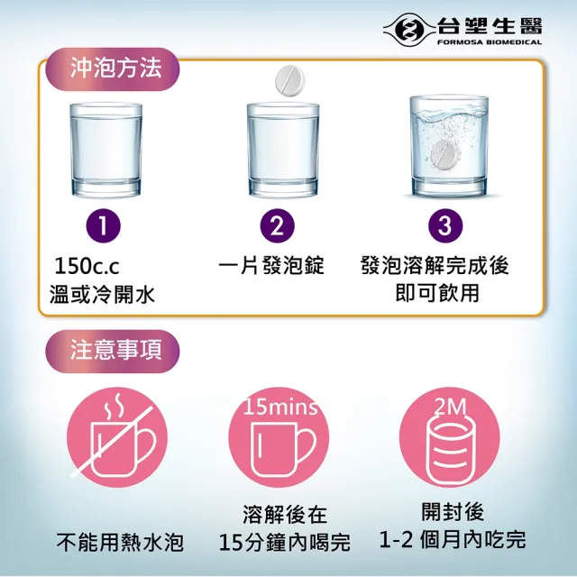 【台塑生醫】鈣+鎂發泡錠x3罐(共60顆-李李仁代言)