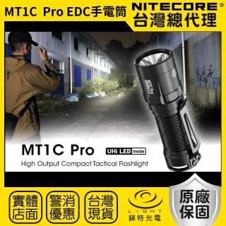 【NITECORE】錸特光電 MT1C Pro 1000流明 360米 戰術EDC小直筒(一鍵尾按 NL1816R 18350相容CR123/RCR123)