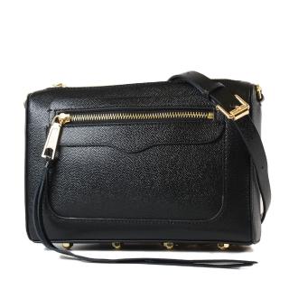 【Rebecca minkoff】Avery 魚子醬真皮流蘇拉鍊斜揹包-金釦黑