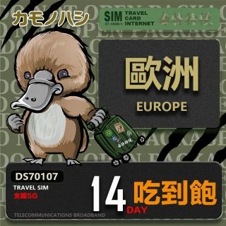 【鴨嘴獸 旅遊網絡卡】Travel Sim 歐洲14天吃到飽(歐洲上網絡卡 歐洲網絡卡 吃到飽網絡卡)