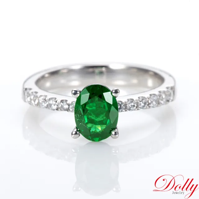【DOLLY】1克拉 天然沙佛萊石18K金鑽石戒指