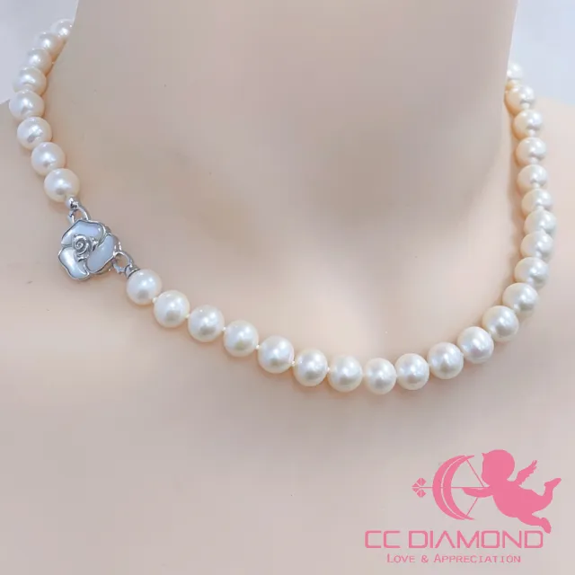 【CC Diamond】品質天然珍珠項鍊山茶花(8.5-9.5mm)