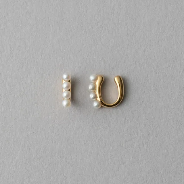 【ete】珍珠U型夾式耳環(鉑金色 金色)