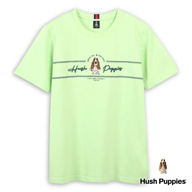 【Hush Puppies】男裝 T恤 立體品牌英文精緻刺繡狗T恤(淺綠 / 43111109)