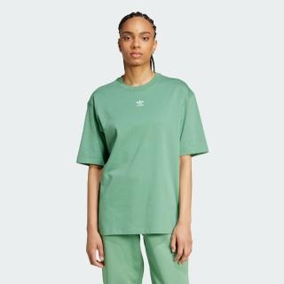 【adidas 愛迪達】上衣 女款 短袖上衣 運動 亞規 三葉草 ESS BOYFR TEE 綠 IY7323