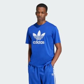 【adidas 愛迪達】短袖上衣 男款 運動 三葉草 亞規 TREFOIL T-SHIRT 藍 IZ3058