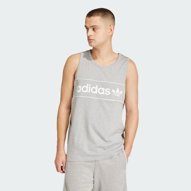 【adidas 愛迪達】背心 男款 運動背心 慢跑 亞規 三葉草 NY TANK 灰 IR9342