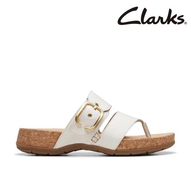 【Clarks】女鞋 Reileigh Park 金屬大方釦夾腳拖鞋 涼鞋(CLF77429S)