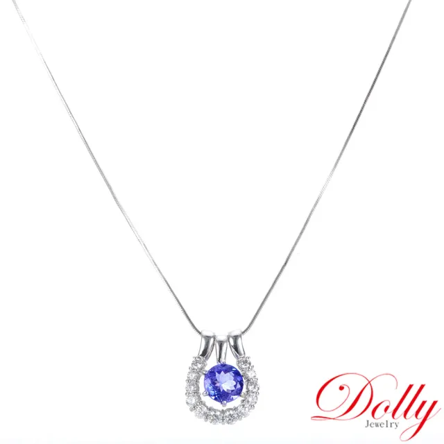 【DOLLY】1克拉 天然丹泉石18K金鑽石項鍊(002)