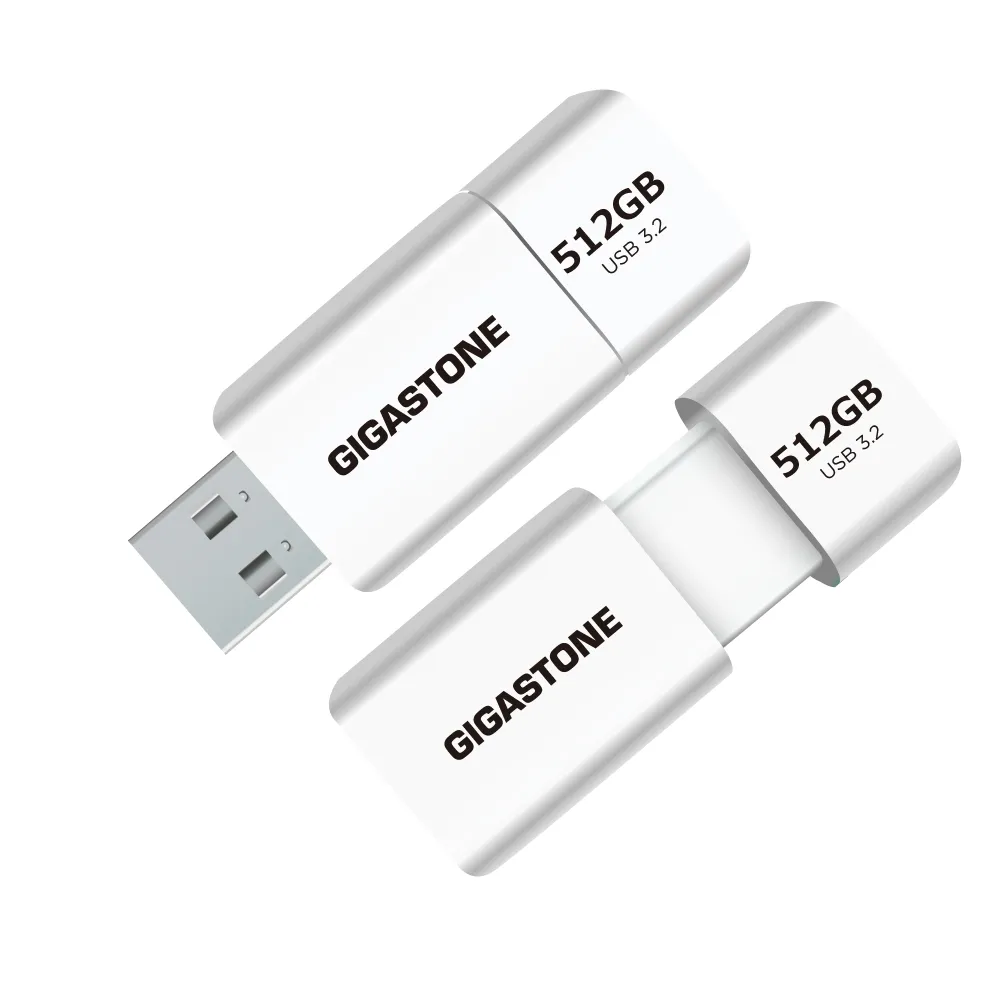 【GIGASTONE 立達】512GB USB3.1/3.2 Gen1 飆速滑蓋隨身碟 UD-3202 白-超值2入組(512G USB3.2 高速隨身碟)