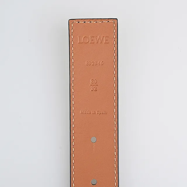 【LOEWE 羅威】ANAGRAM經典銀釦小牛皮女士雙面腰帶(棕褐x黑/27mm)