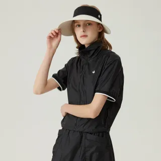 【LE COQ SPORTIF 公雞】高爾夫系列 女款象牙色度假風亞麻編織寬帽沿遮陽帽 QLT0R942