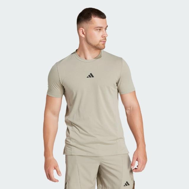 【adidas 愛迪達】上衣 男款 短袖上衣 運動 亞規 D4T TEE 卡其 IS3817(S2656)