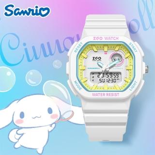 【SANRIO 三麗鷗】大耳狗撞色小方塊運動防水夜光電子錶(兒童 學生 手錶)