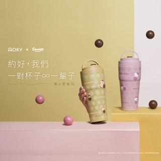 【WOKY 沃廚】SANRIO聯名_鈦陶瓷渾圓杯770ml-附彈跳吸管&矽膠粗吸管(HelloKitty/布丁狗/冰壩杯/保溫瓶)