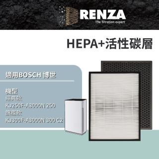 【RENZA】適用 BOSCH 博世 經典款 KJ250F 旗艦款 KJ300F AF300N系列 C2 C5 空氣清淨機(HEPA+活性碳濾網)