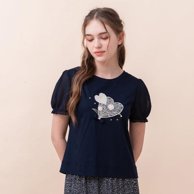 【perng yuh 芃諭名品】舒甜心情 刺繡 柔彈 棉質上衣(2024 SS Collection｜3A春夏系列)