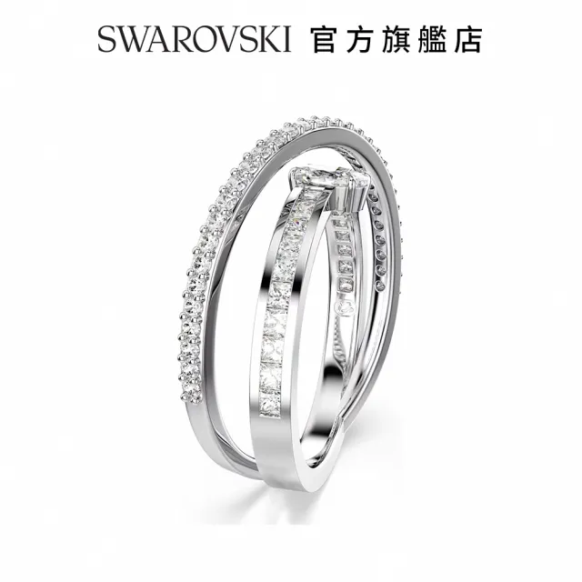 【SWAROVSKI 施華洛世奇】Hyperbola 戒指 混合式切割 白色 鍍白金色