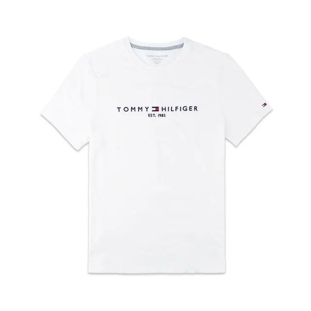 【Tommy Hilfiger】Tommy Hilfiger 男款1985經典針織刺繡LOGO 純棉 圓領 短袖T恤(百搭情侶款)