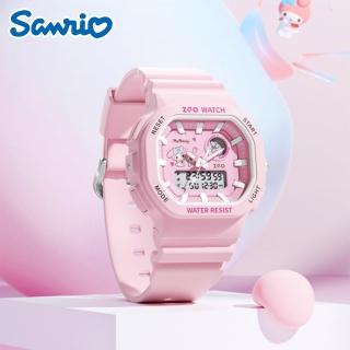 【SANRIO 三麗鷗】美樂蒂小方塊運動防水夜光電子錶(兒童 學生 手錶)