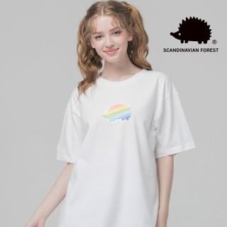 【SCANDINAVIAN FOREST 北歐小刺蝟】雙面磨毛16支純棉T-陽光彩虹(白色)