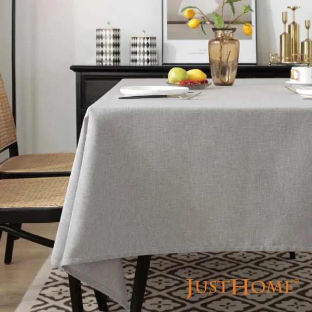 【Just Home】簡約色調棉麻防水防油桌布-140x200cm(長方桌布/桌巾/桌布/桌墊)