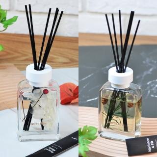 【YU Living 信歐傢居】歐式人造花香氛擴香瓶 100ML(2款任選/綠-木質香.白-五香莓果/室內香氛 人造花草)