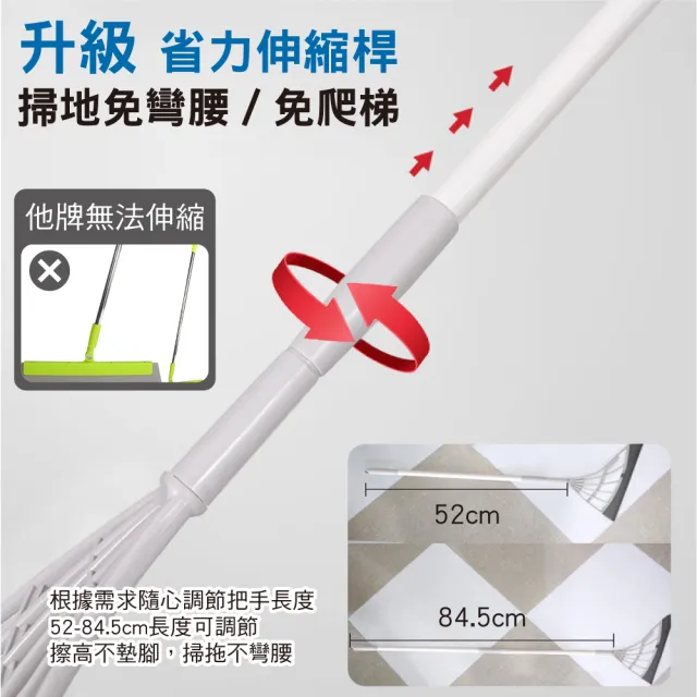 【新錸家居】伸縮桿★乾濕兩用 多功能矽膠魔術掃把/黑科技刮刀拖把磁磚玻璃刮水器_1入(灰/粉/綠 任選)